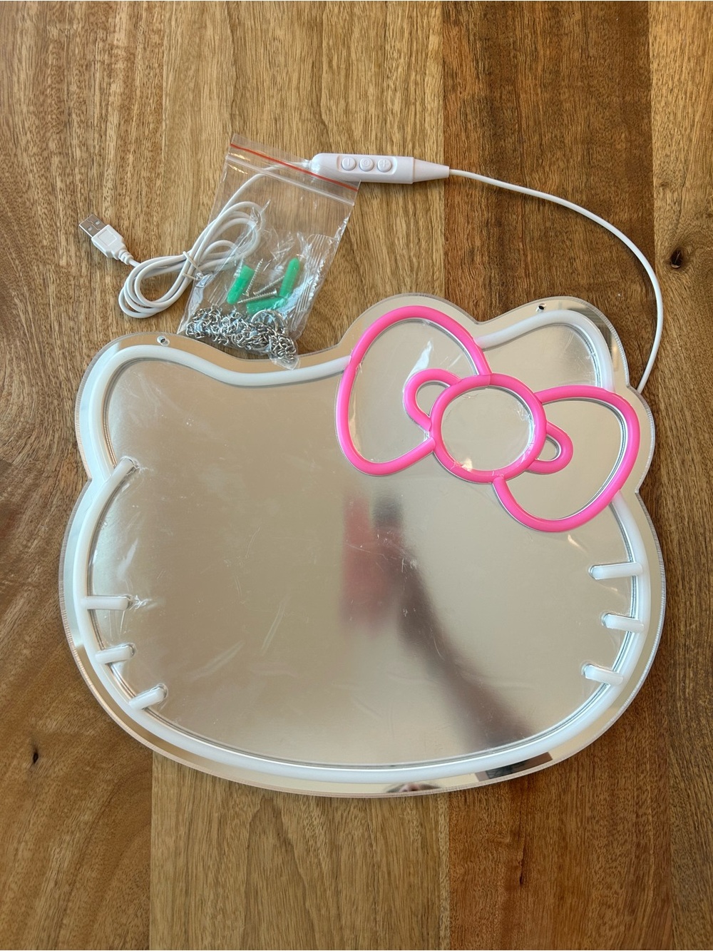 Hello Kitty White Mirror with Pink Bow LED Accent